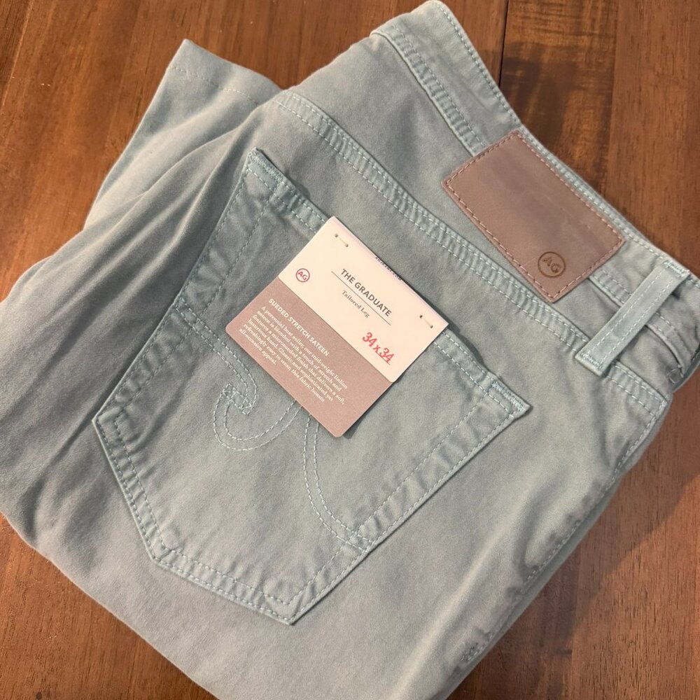 NWT Adriano Goldschmied Jean AG Mens 34x34 The Graduate Tailored Sueded Stretch